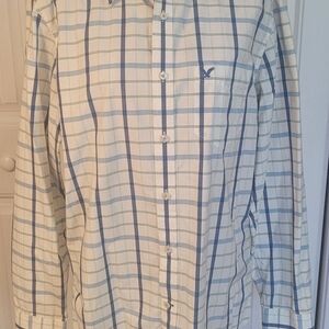 American Eagle Outfitters Blue/Green Plaid Shirt, EUC, L (Vintage Fit)🟦⬜️🟩